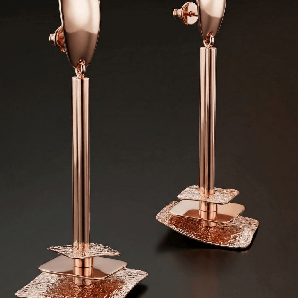 Rose Gold Sculpted Drop Earrings