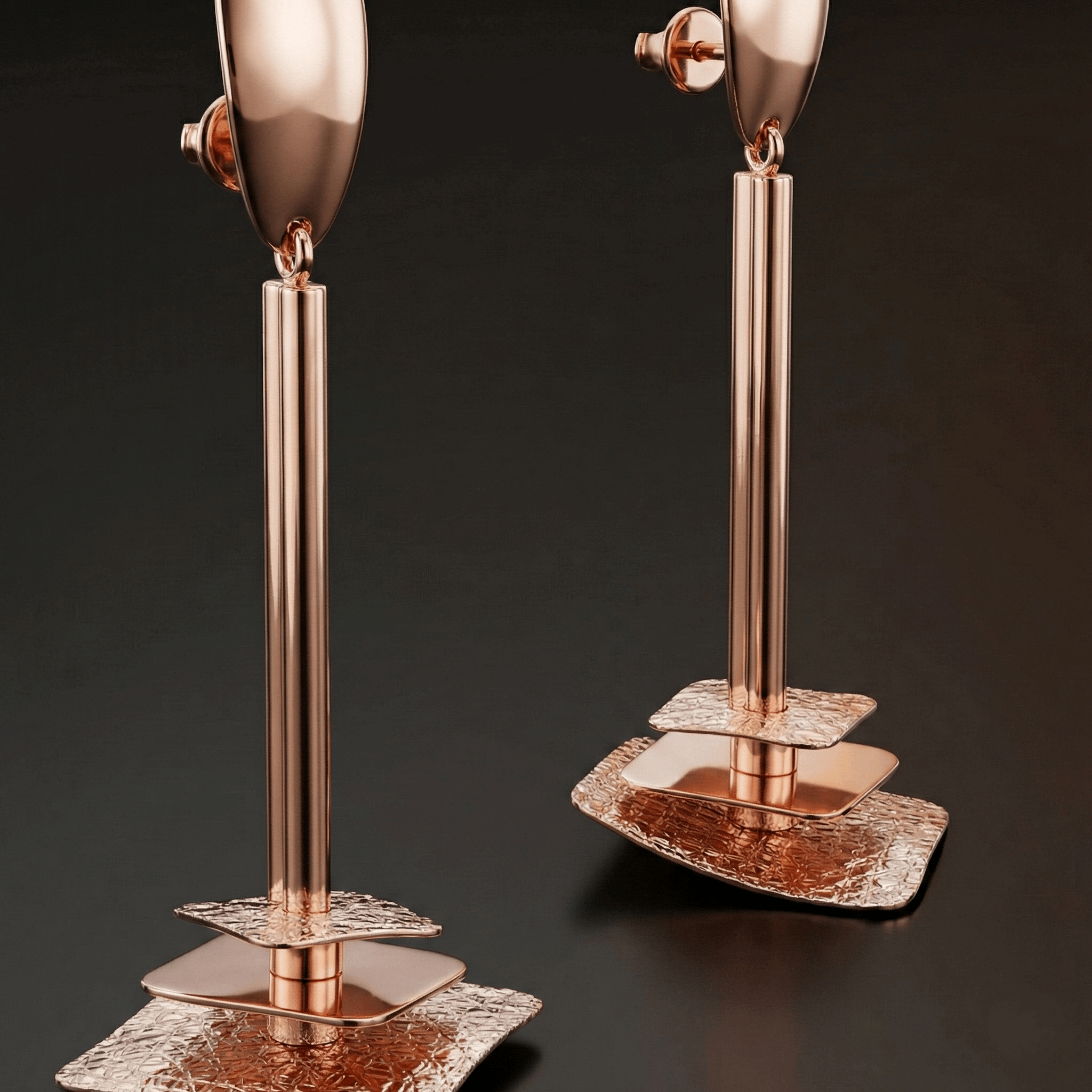Rose Gold Sculpted Drop Earrings