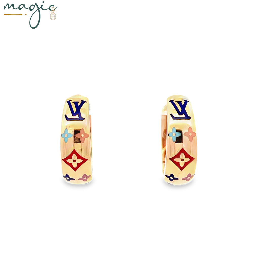Monogram Mosaic Hoops