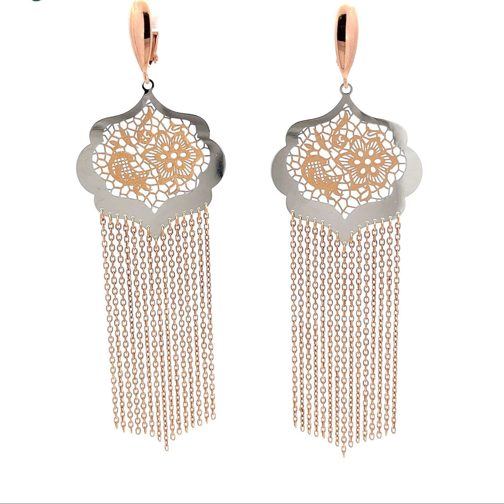 Rose Gold Fringe Drop Danglers