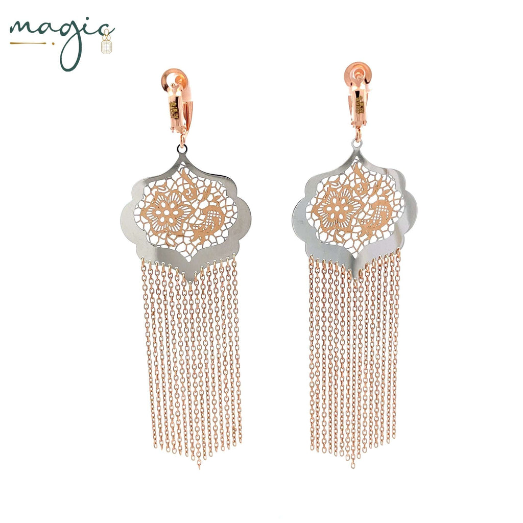 Rose Gold Fringe Drop Danglers
