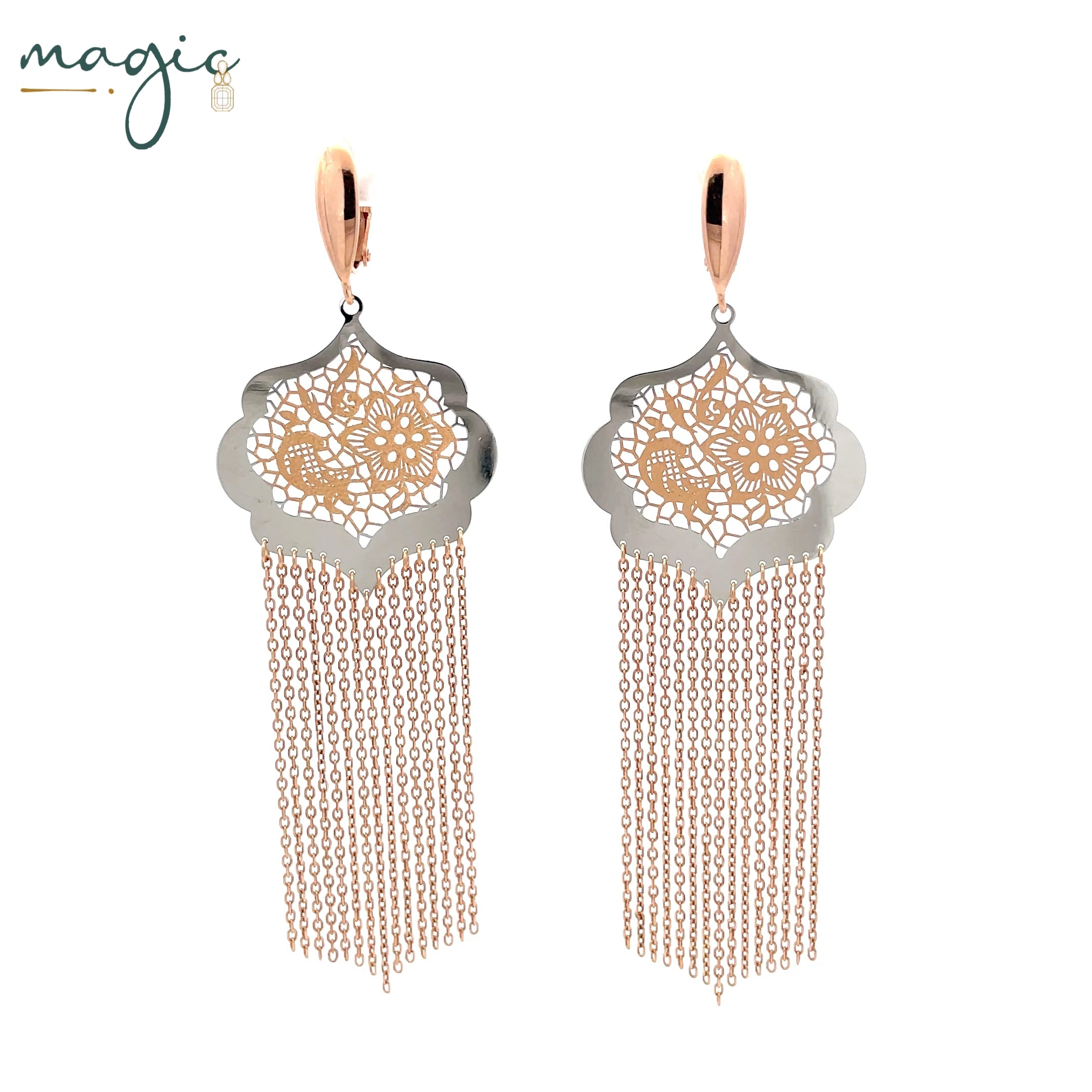 Rose Gold Fringe Drop Danglers