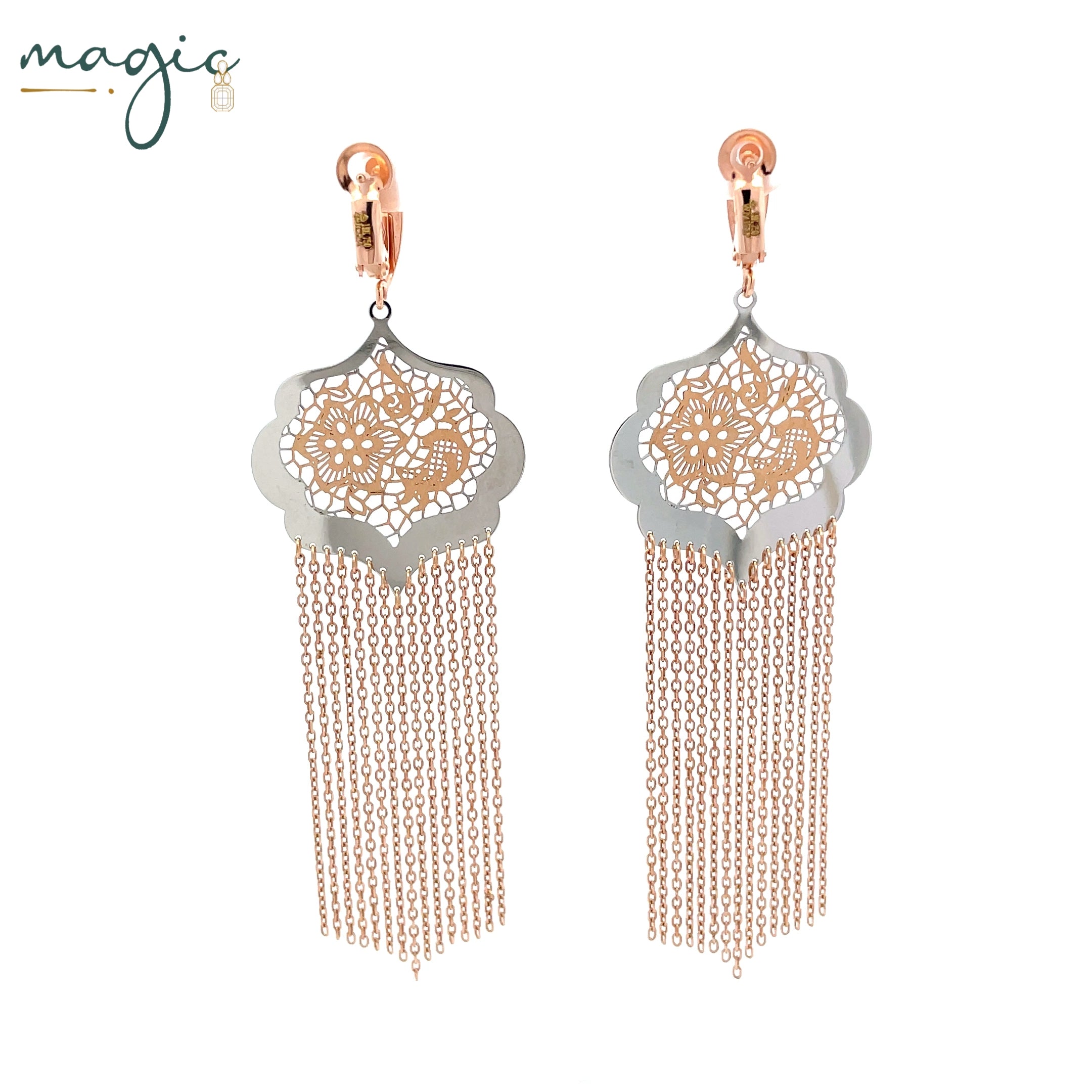 Rose Gold Fringe Drop Danglers
