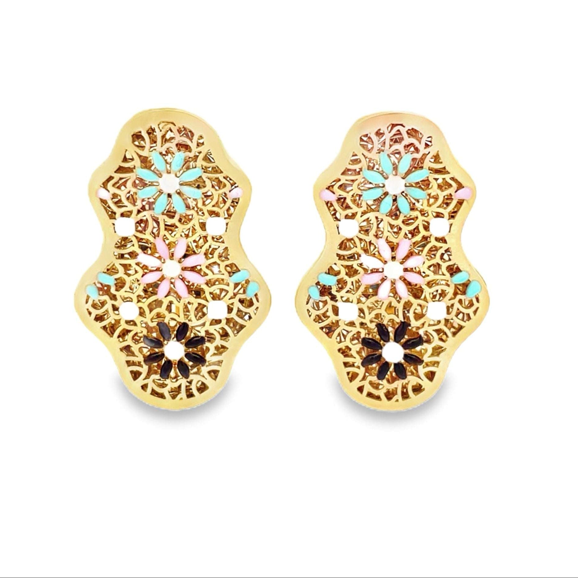 Gold Filigree Floral Hoop Earrings