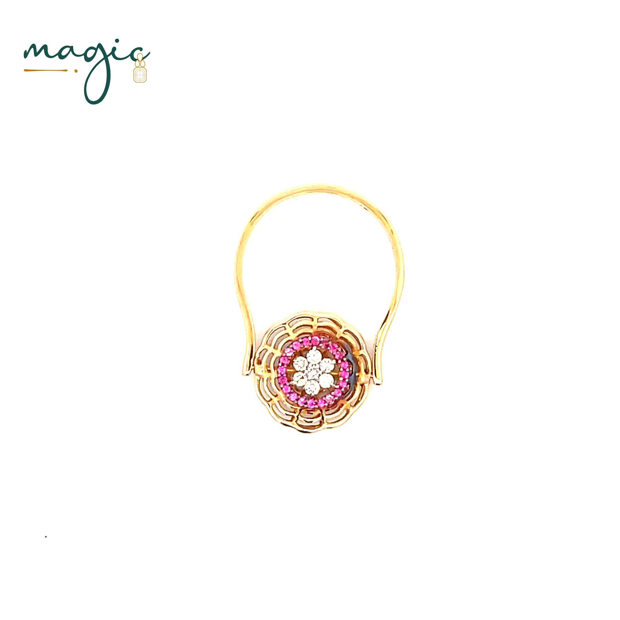 Magic Whippy Diamond Studded Daisy Gold Ring