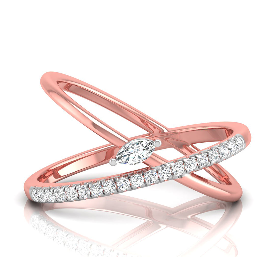 Magic Crossover Open-Band Gold Diamond Ring