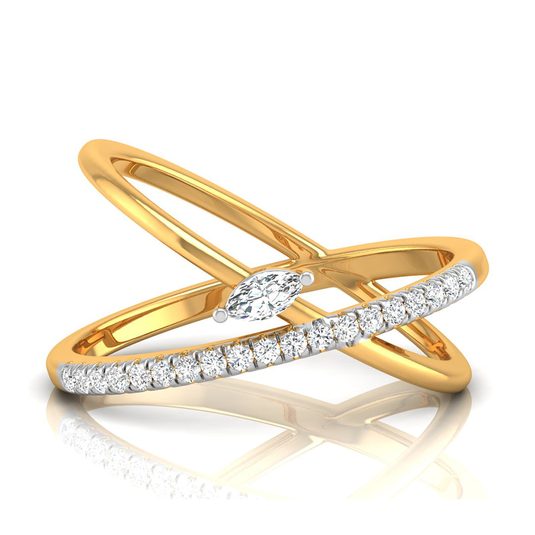 Magic Crossover Open-Band Gold Diamond Ring