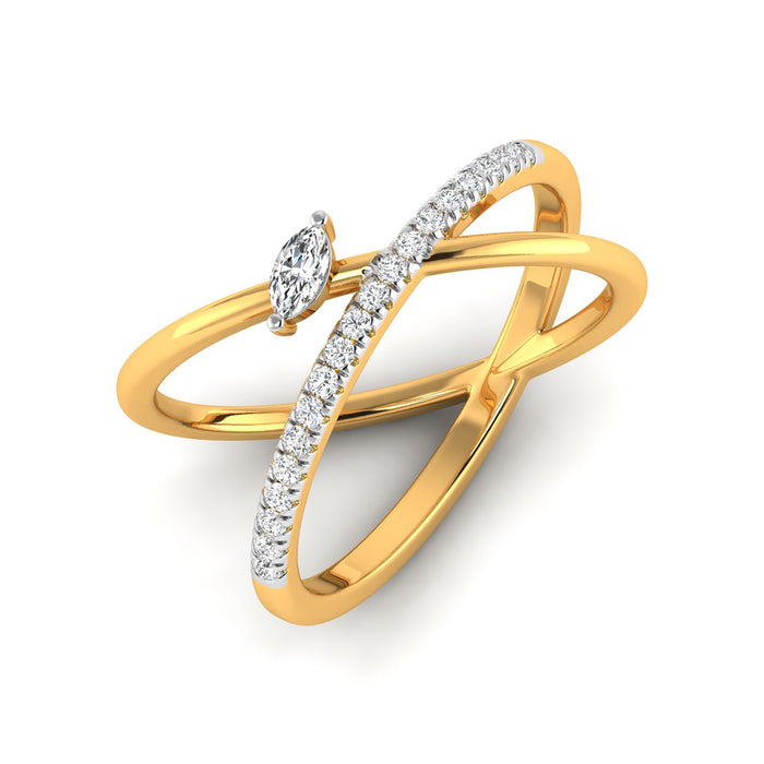 Magic Crossover Open-Band Gold Diamond Ring