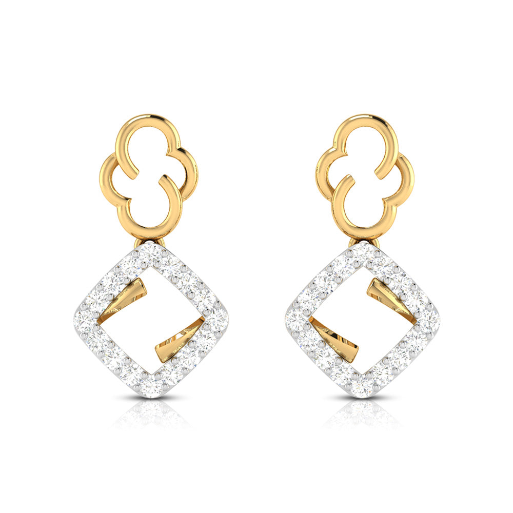 Magic Elegant Clover and Diamond Square Drop Earrings
