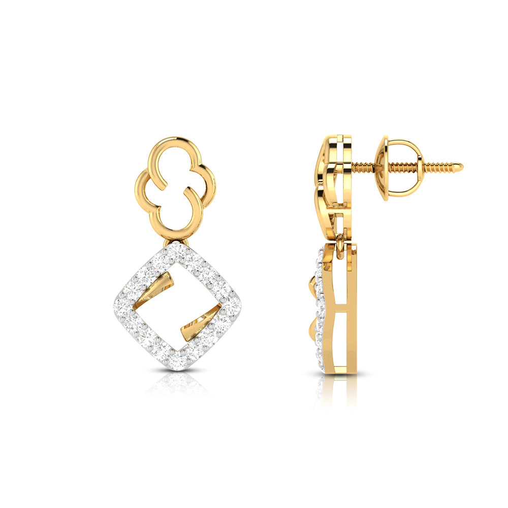 Magic Elegant Clover and Diamond Square Drop Earrings