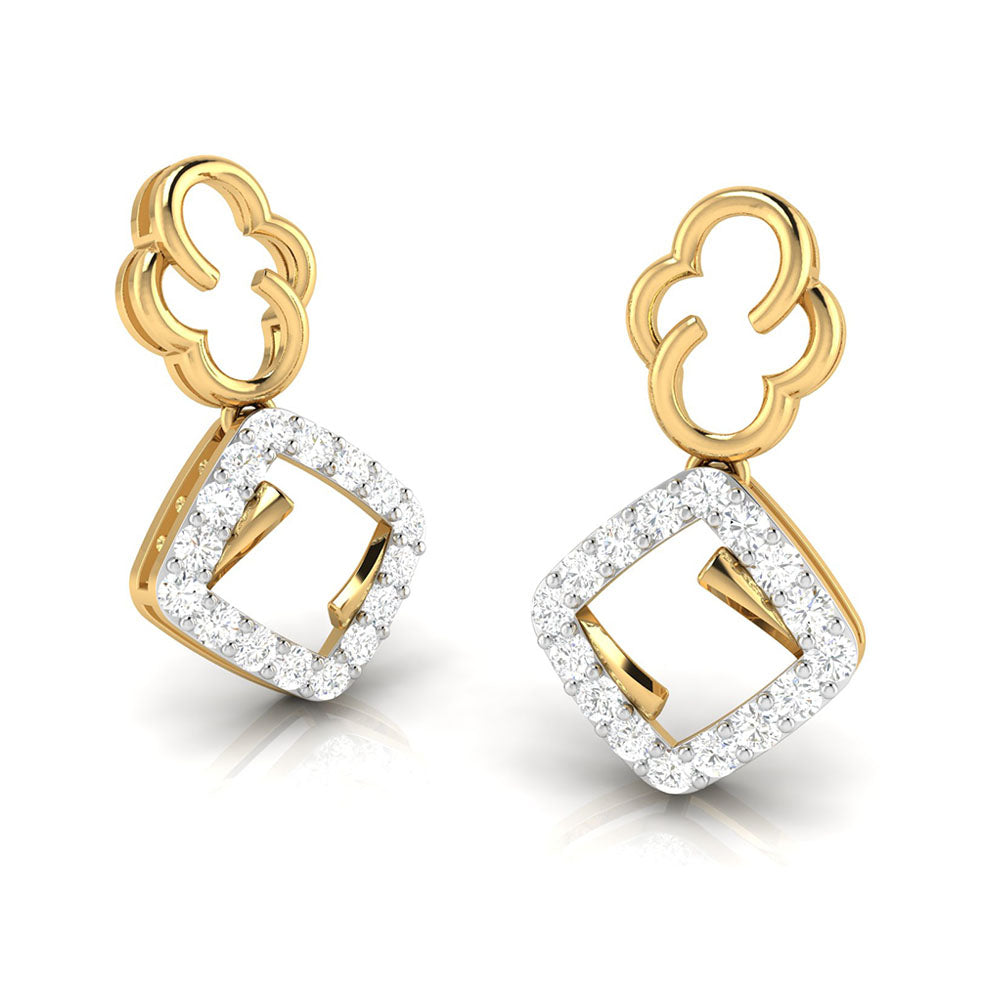 Magic Elegant Clover and Diamond Square Drop Earrings
