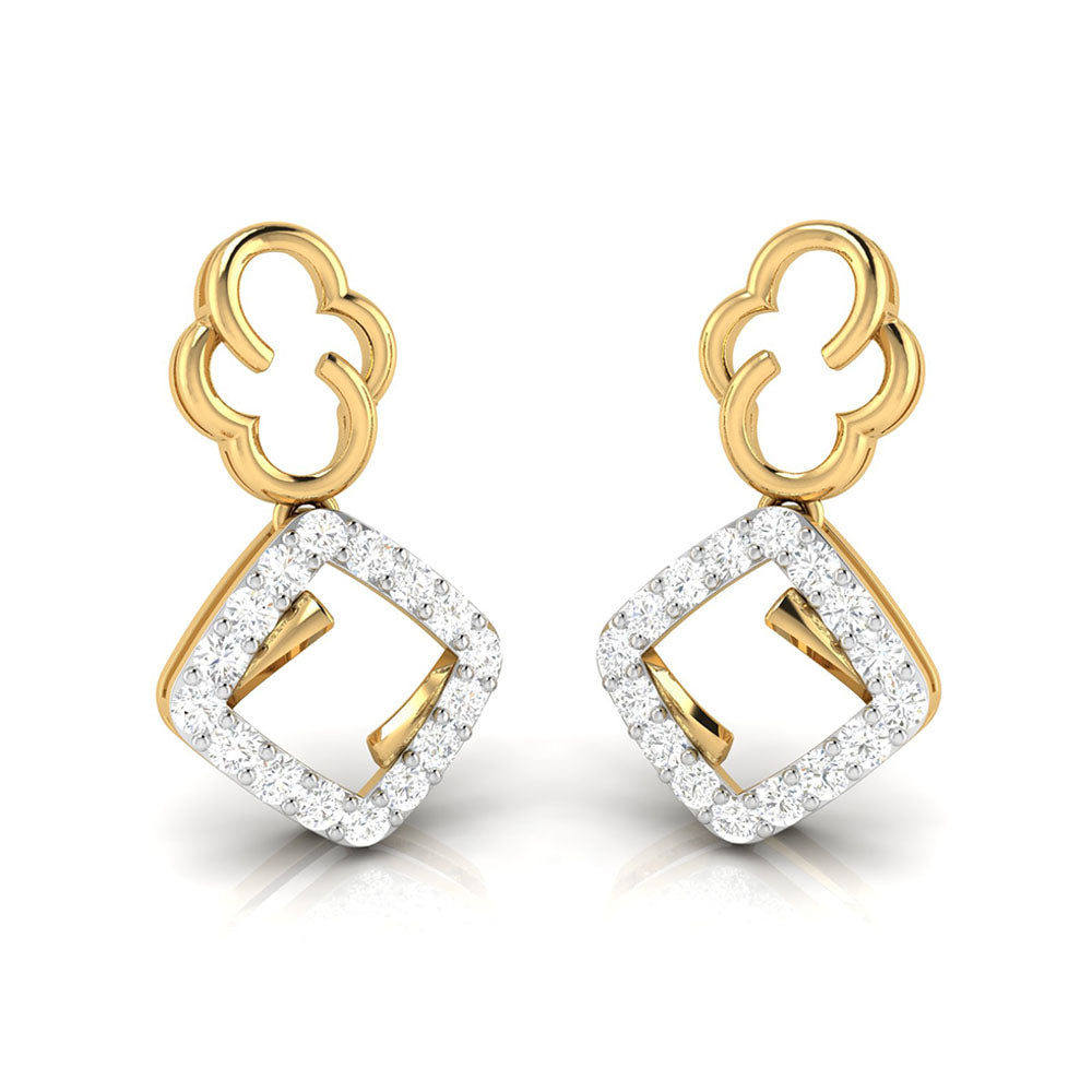 Magic Elegant Clover and Diamond Square Drop Earrings
