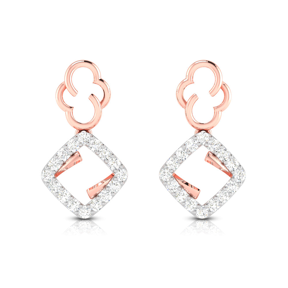 Magic Elegant Clover and Diamond Square Drop Earrings