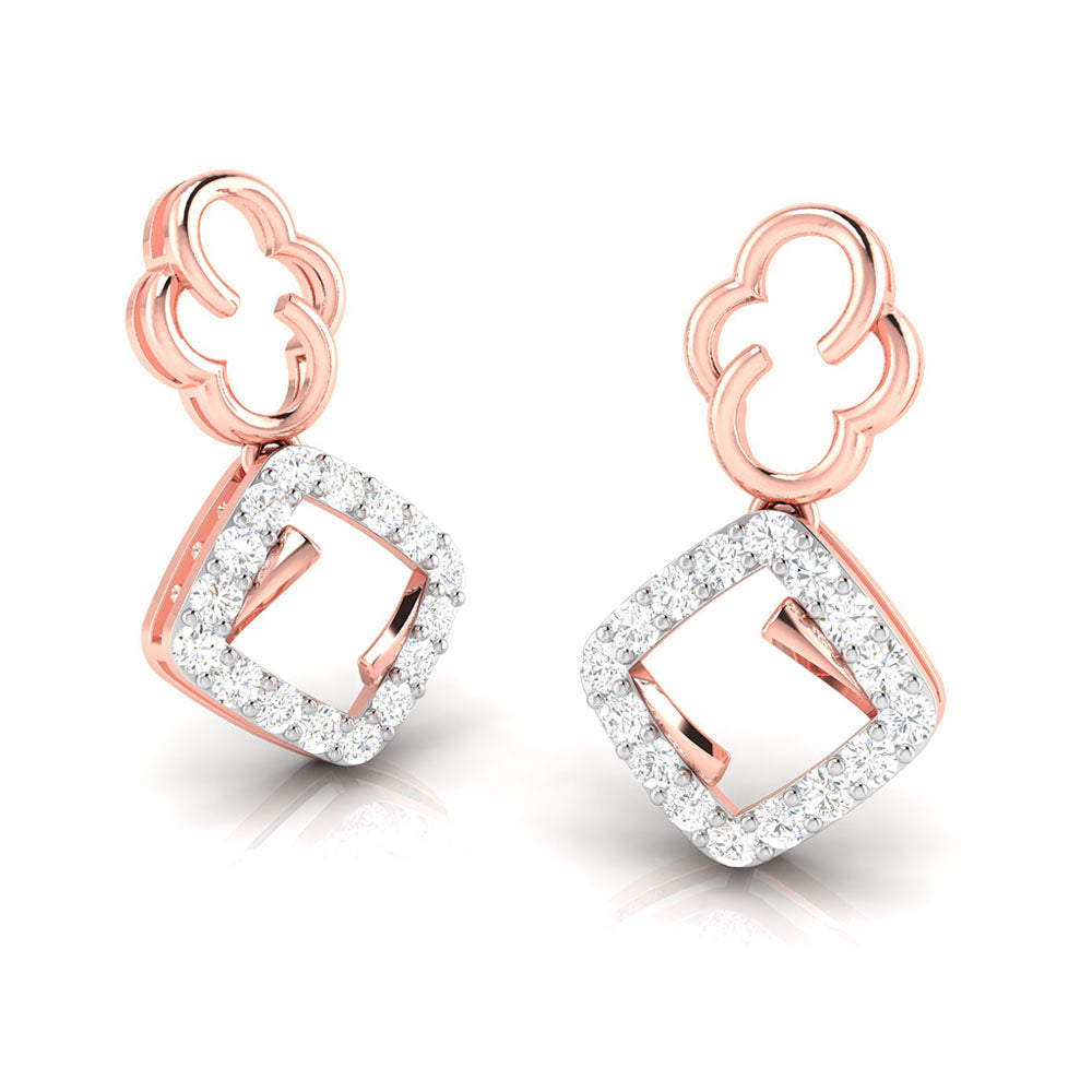 Magic Elegant Clover and Diamond Square Drop Earrings