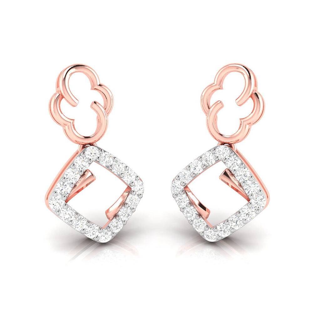 Magic Elegant Clover and Diamond Square Drop Earrings