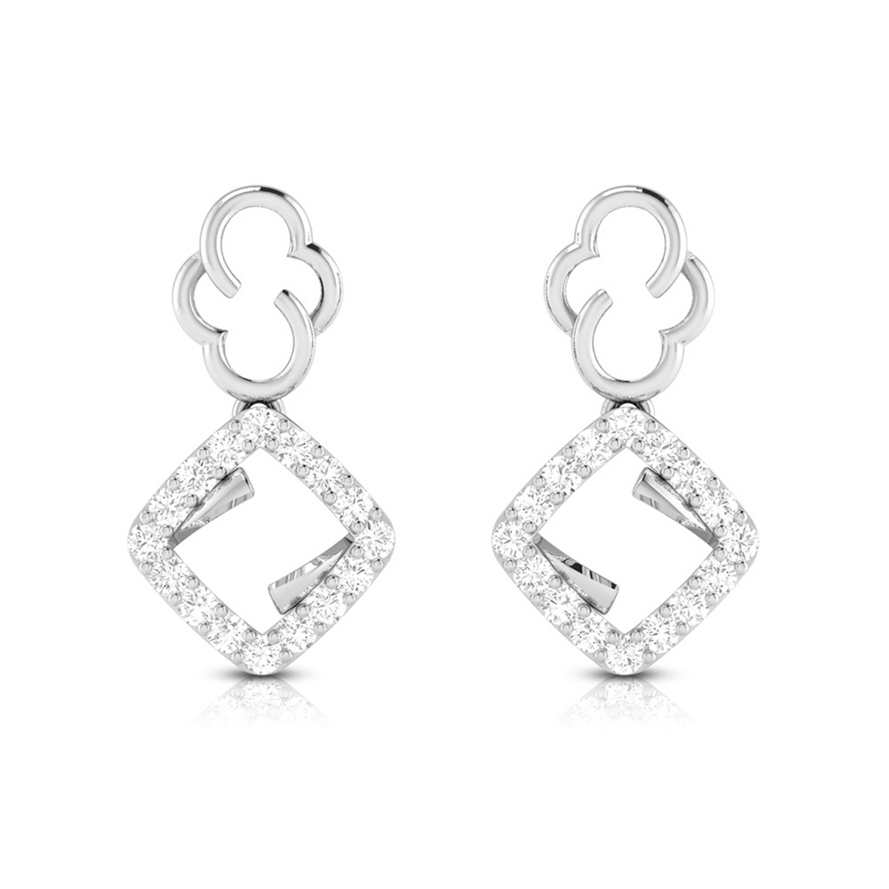 Magic Elegant Clover and Diamond Square Drop Earrings
