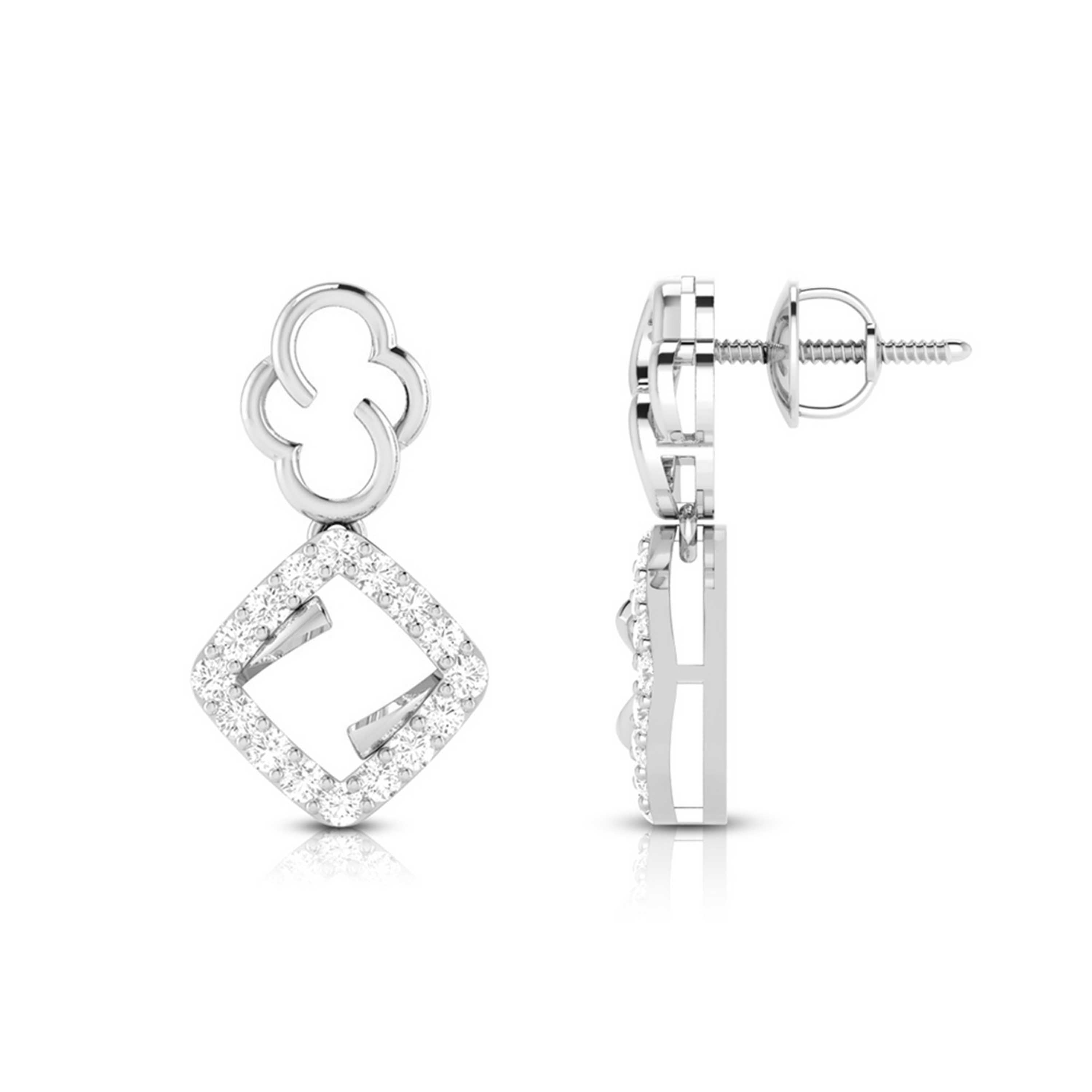 Magic Elegant Clover and Diamond Square Drop Earrings