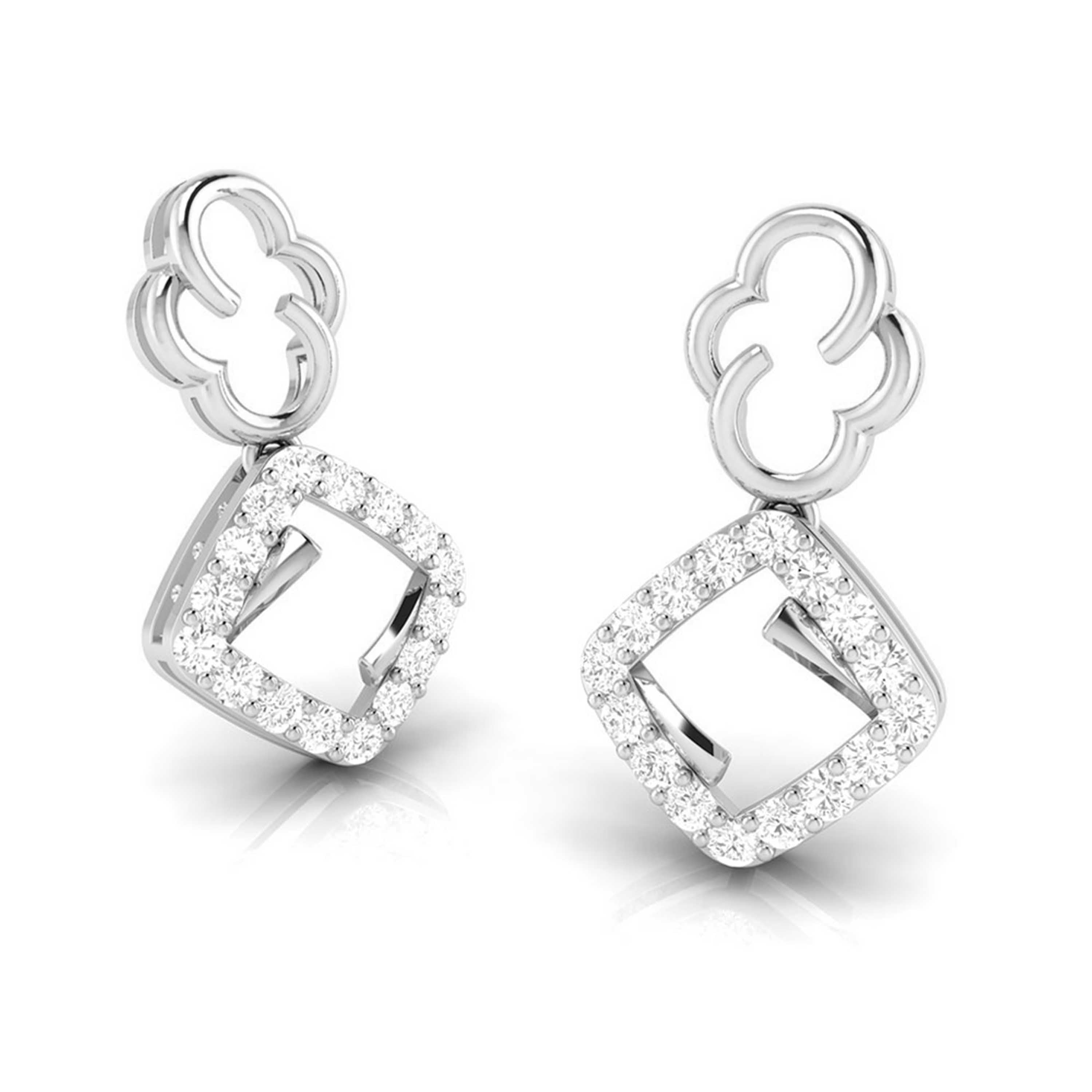 Magic Elegant Clover and Diamond Square Drop Earrings