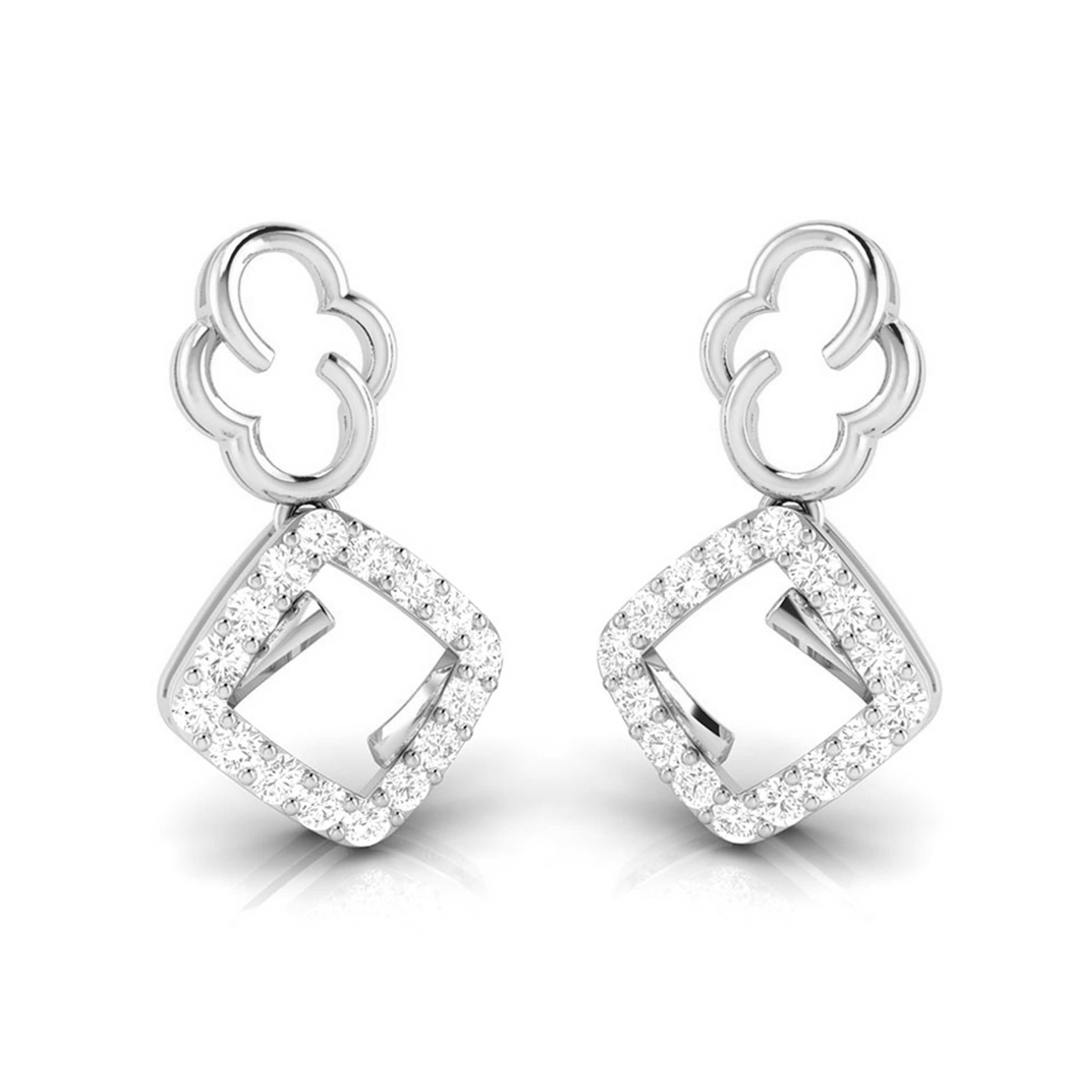 Magic Elegant Clover and Diamond Square Drop Earrings