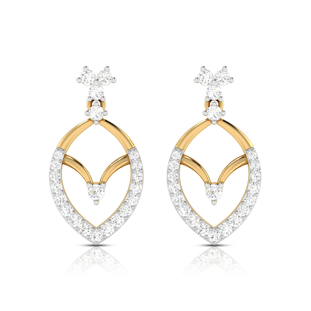 Magic Graceful Marquise Gold and Diamond Drop Earrings