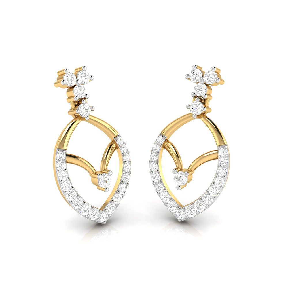 Magic Graceful Marquise Gold and Diamond Drop Earrings