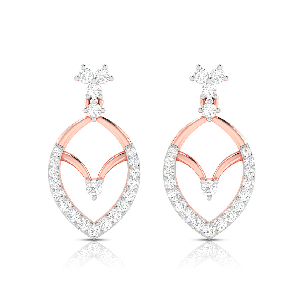Magic Graceful Marquise Gold and Diamond Drop Earrings