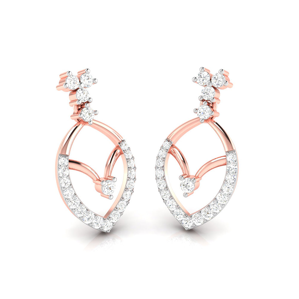 Magic Graceful Marquise Gold and Diamond Drop Earrings