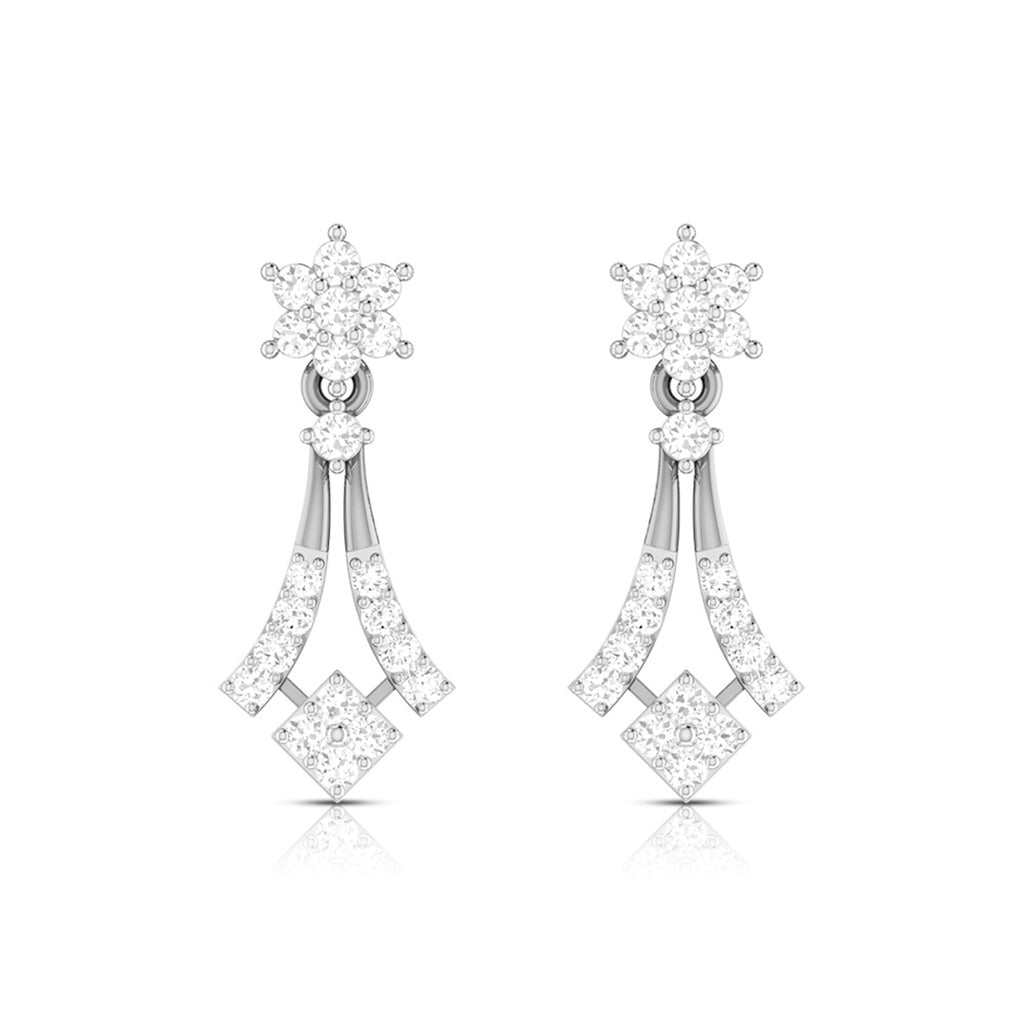Magic Sophisticated Floral Diamond Earrings in Gold Finish