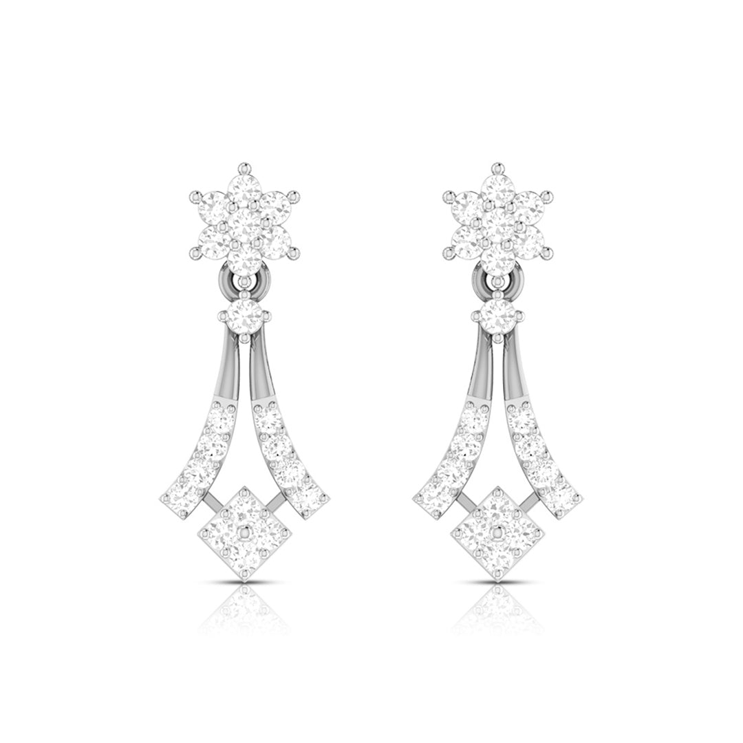 Magic Sophisticated Floral Diamond Earrings in Gold Finish