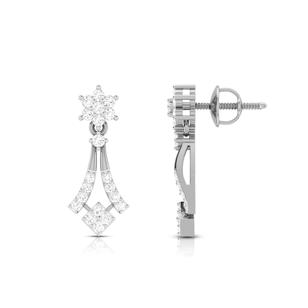Magic Sophisticated Floral Diamond Earrings in Gold Finish