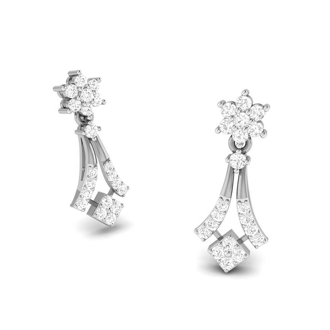 Magic Sophisticated Floral Diamond Earrings in Gold Finish