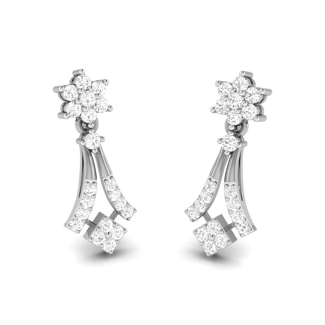 Magic Sophisticated Floral Diamond Earrings in Gold Finish