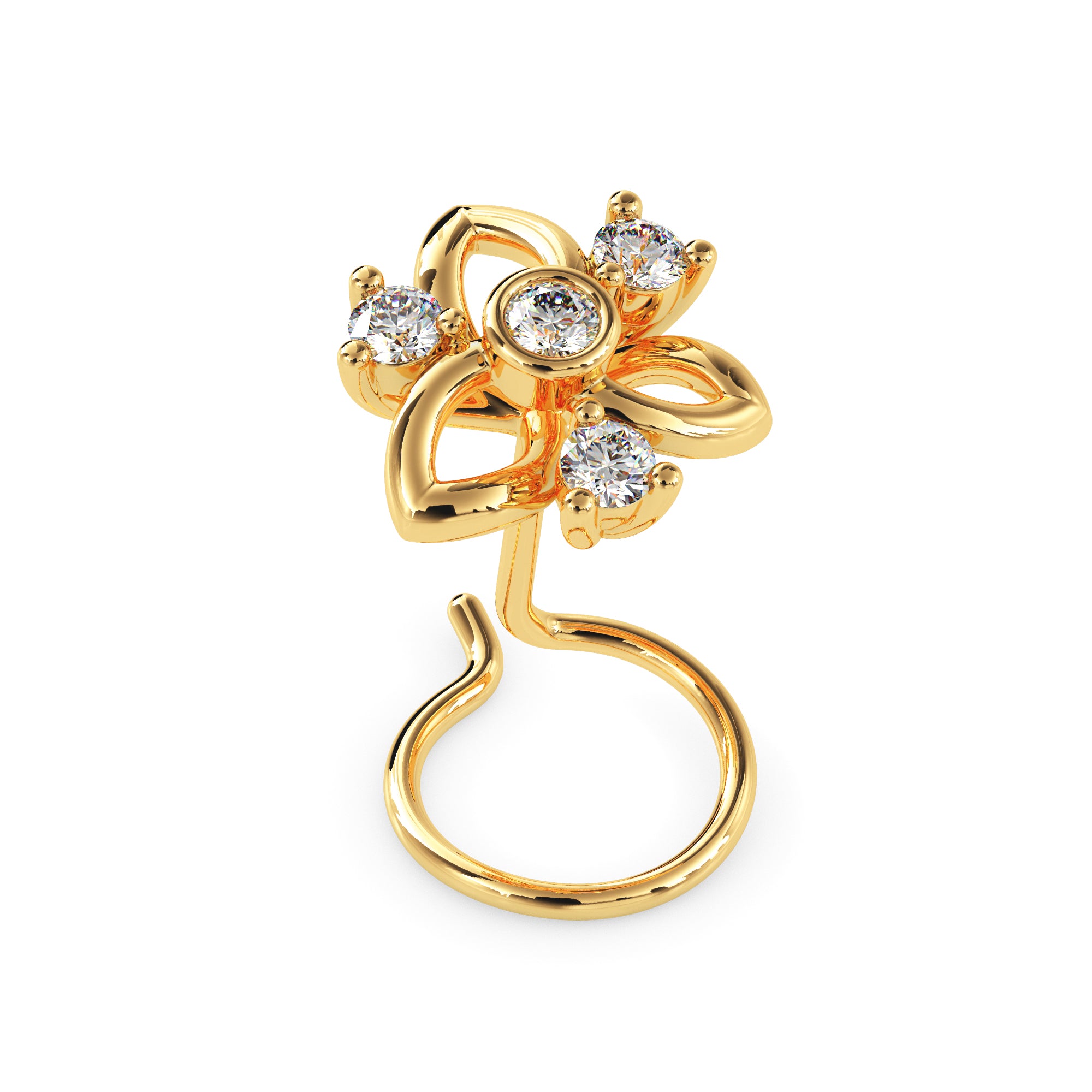 Magic Golden Blossom Sparkle Nose Pin
