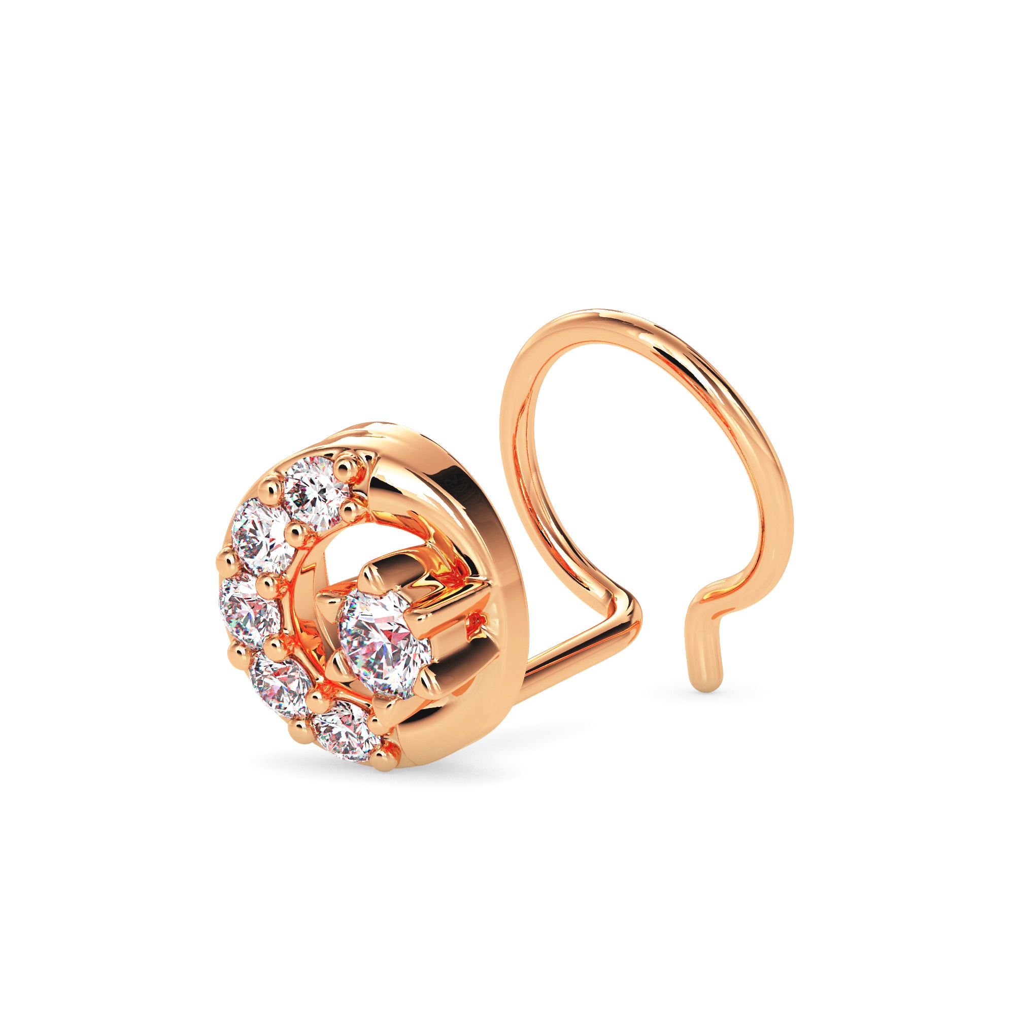 Magic Graceful Swirl Diamond Nose Pin