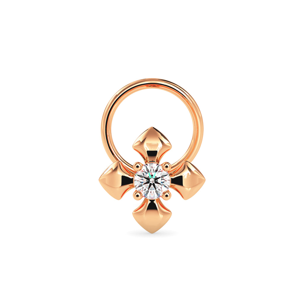 Magic Floral Shine Gold and Diamond Nose Pin