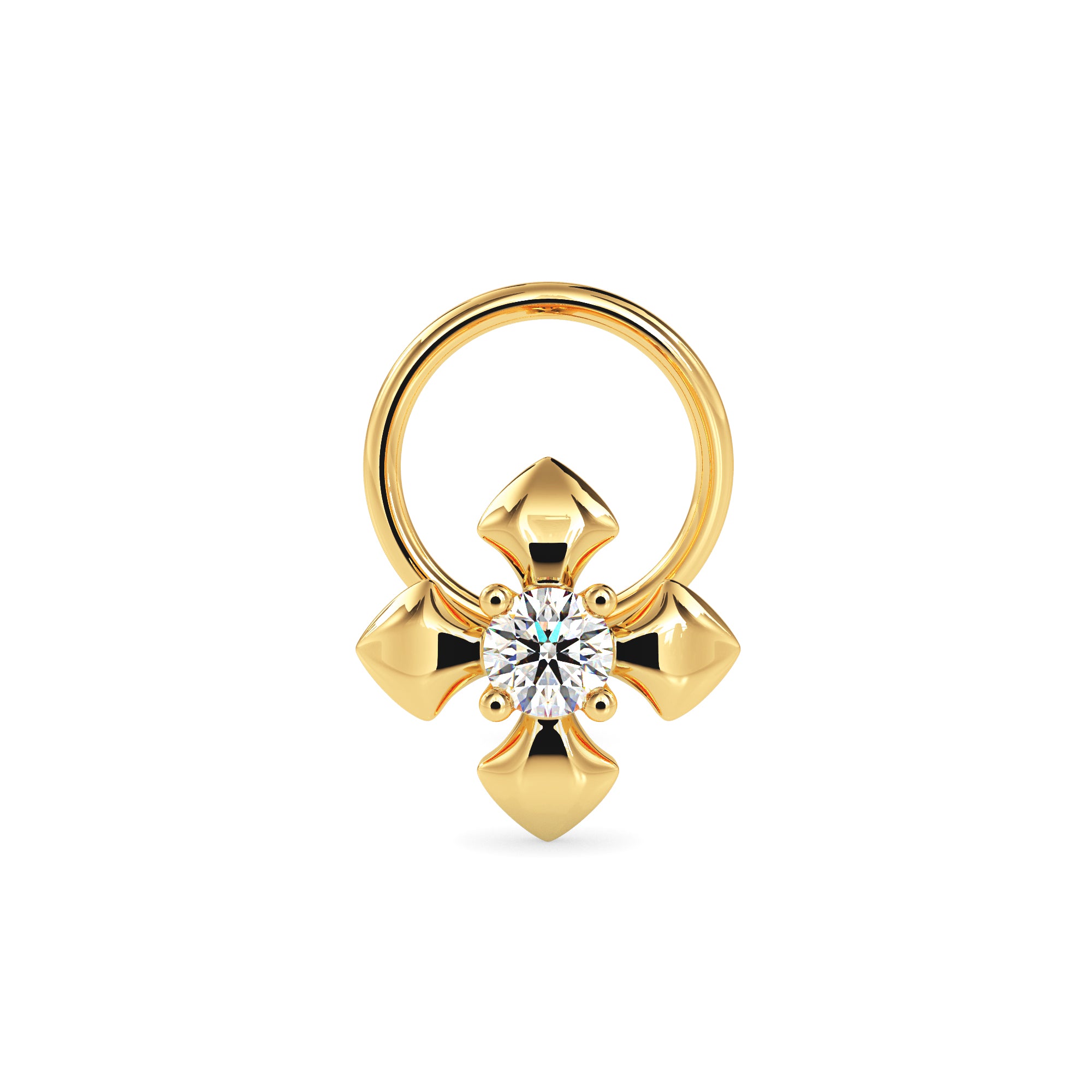Magic Floral Shine Gold and Diamond Nose Pin