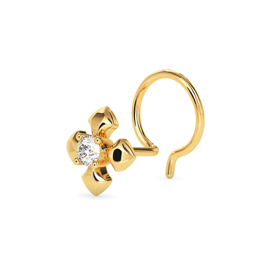 Magic Floral Shine Gold and Diamond Nose Pin