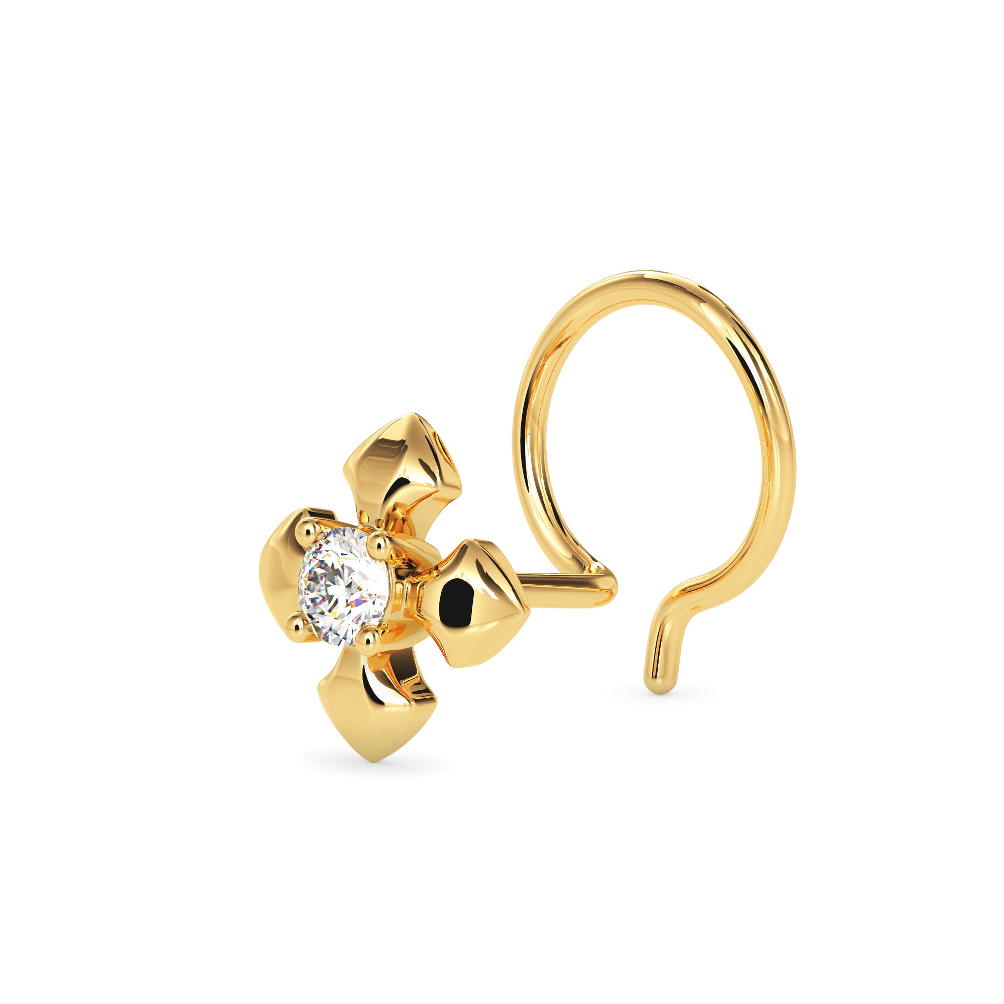 Magic Floral Shine Gold and Diamond Nose Pin