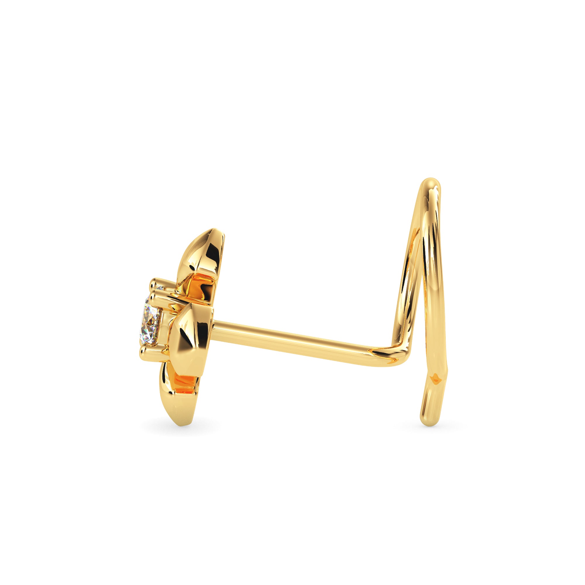 Magic Floral Shine Gold and Diamond Nose Pin