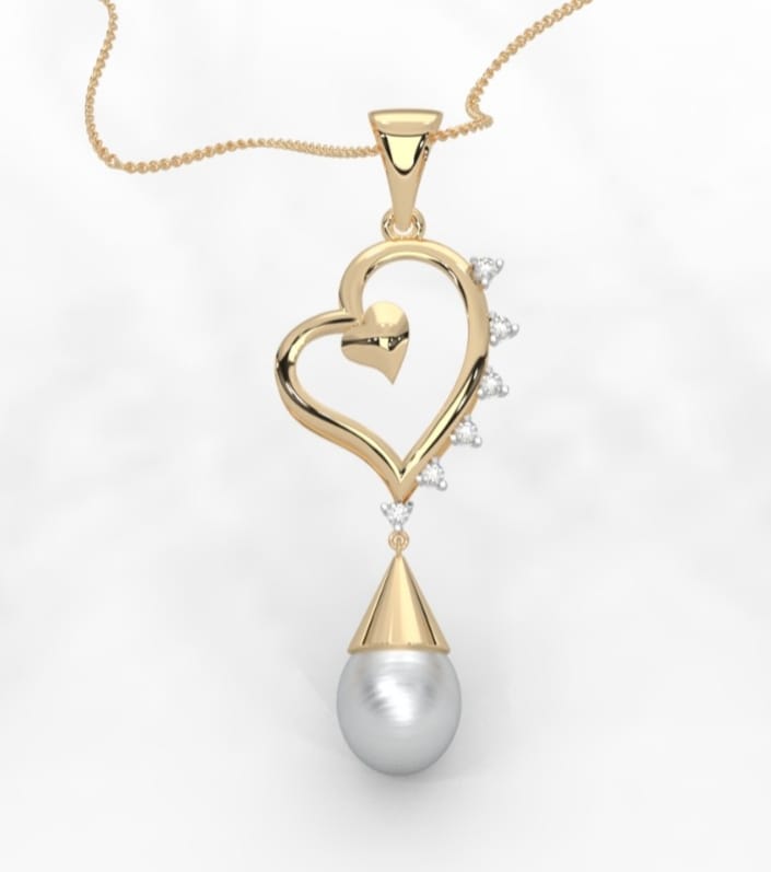 Magic Sacred Heart Pearl Droplets Pendant