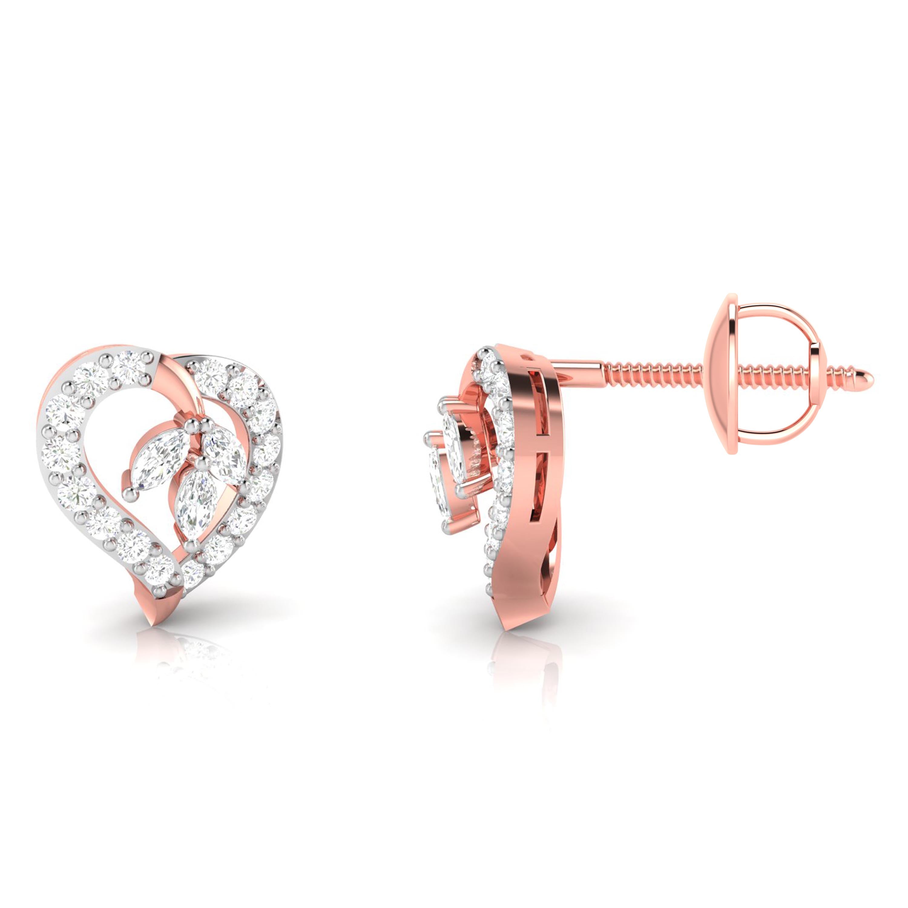 Magic Studded Diamond Heart Earrings