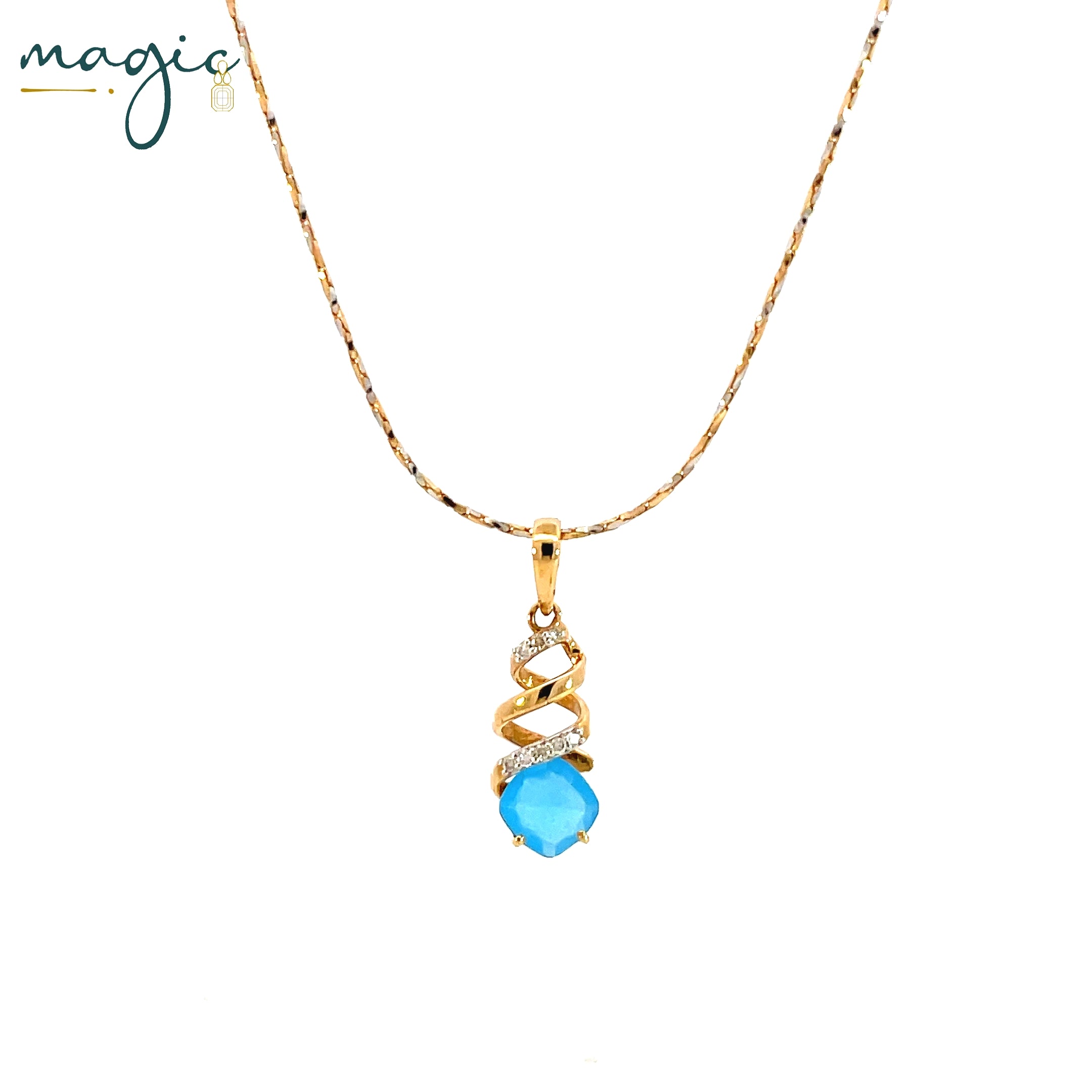 Horizon of Sky Blue Magic Spiral Pendant