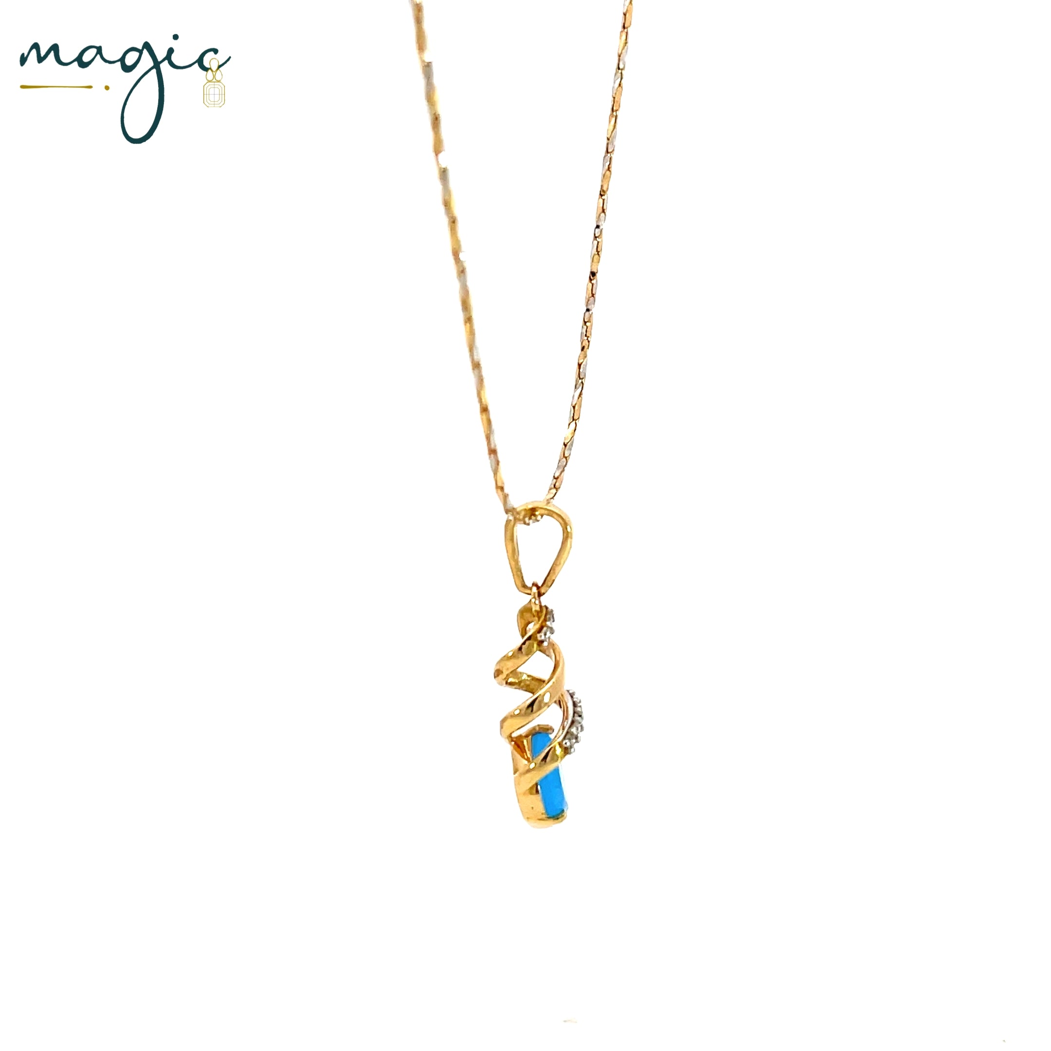 Horizon of Sky Blue Magic Spiral Pendant