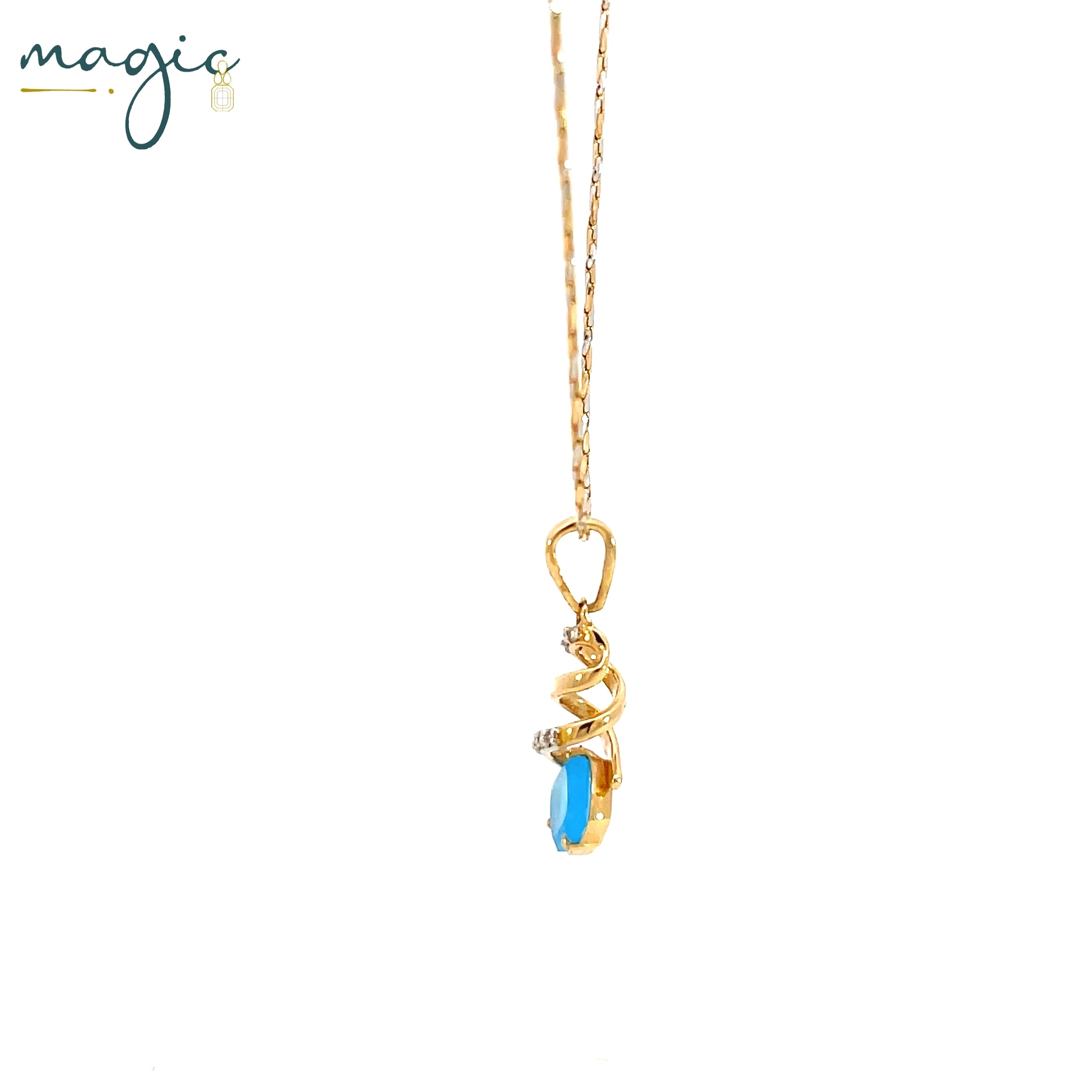 Horizon of Sky Blue Magic Spiral Pendant