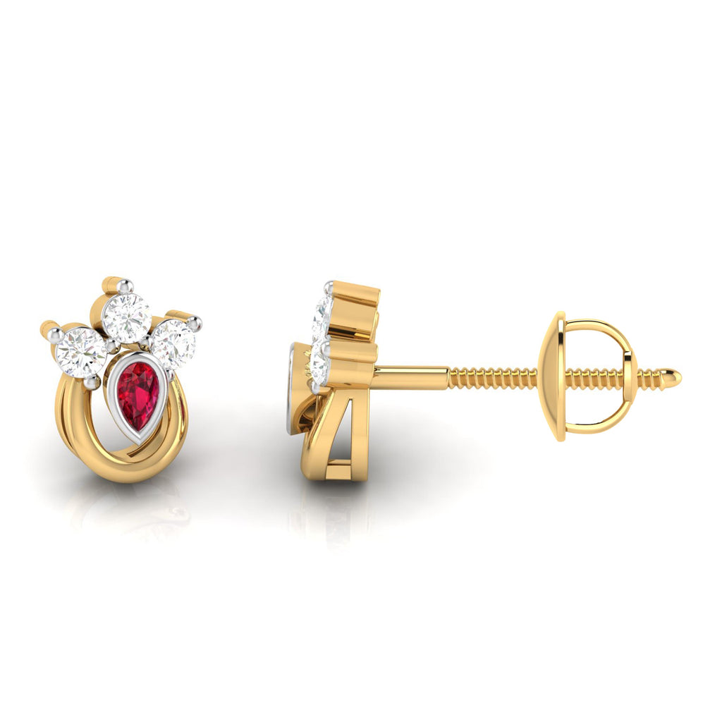 Magic Rediant Gold & Diamond Stud Earrings