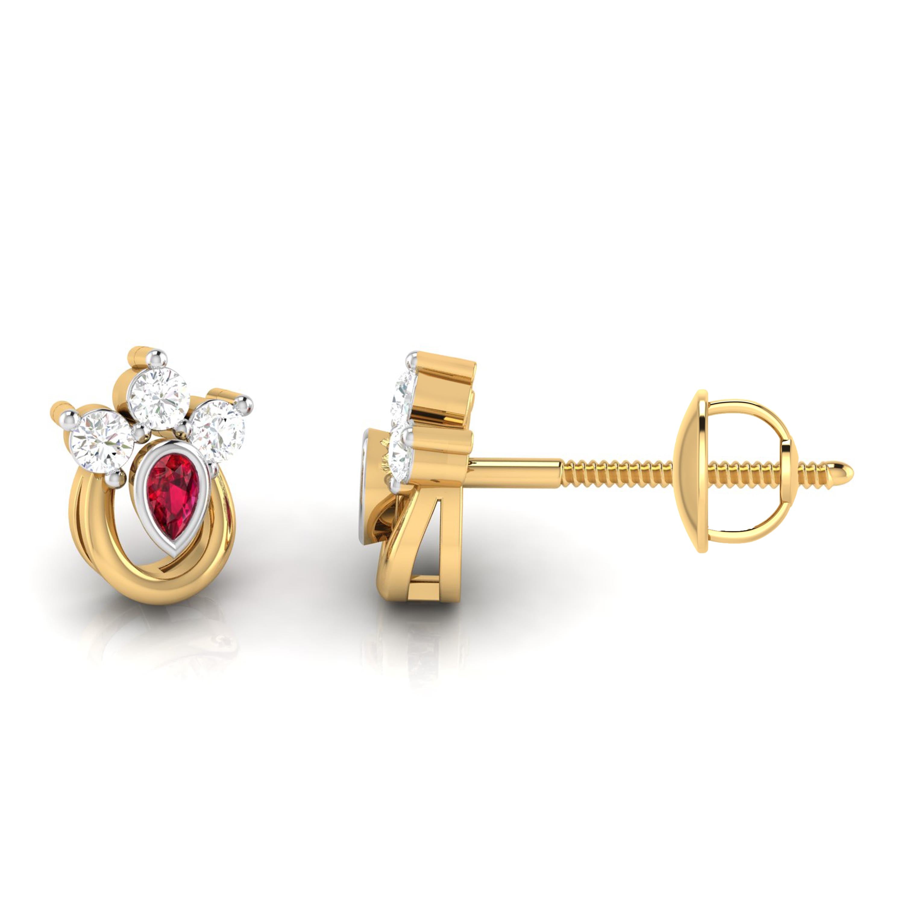 Magic Rediant Gold & Diamond Stud Earrings