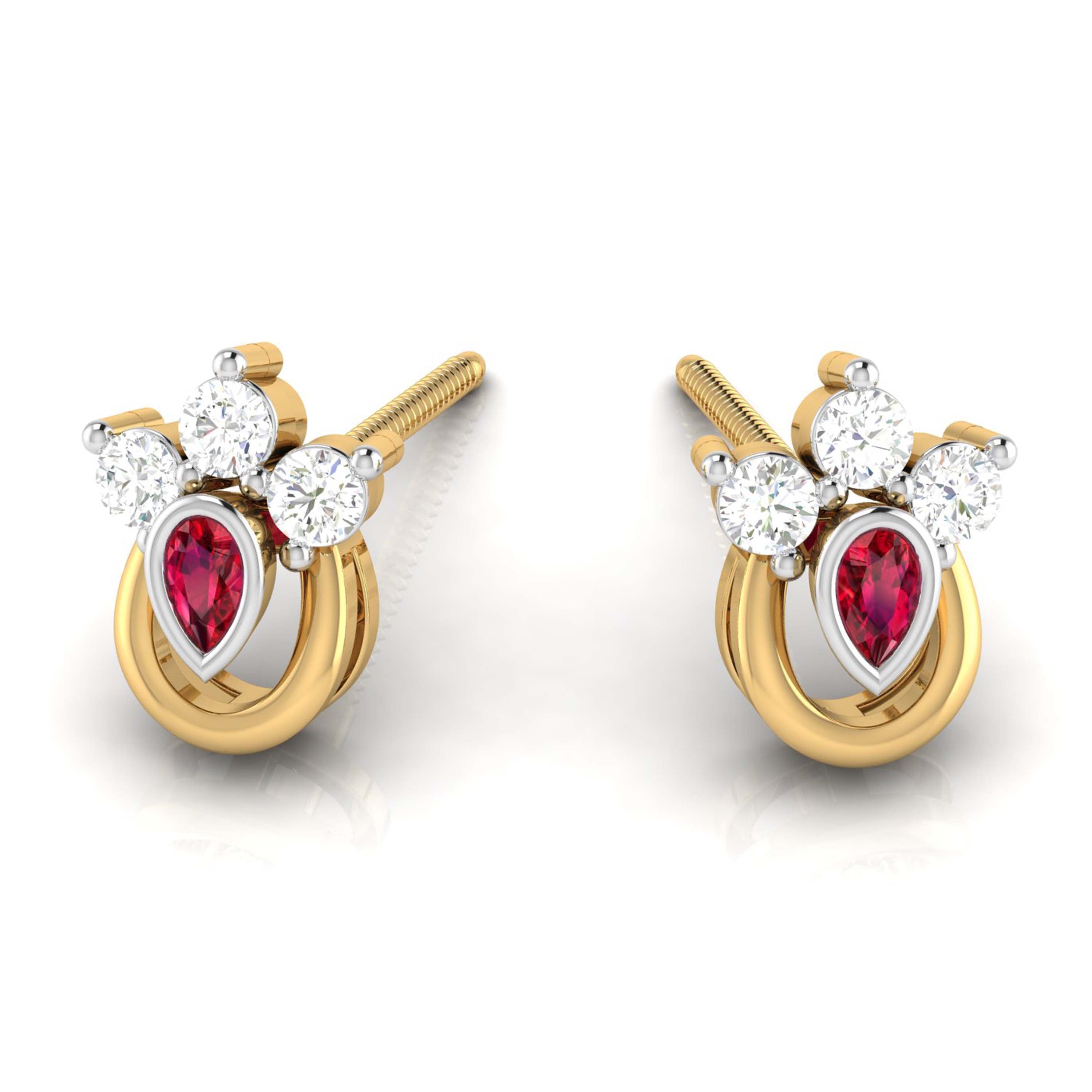 Magic Rediant Gold & Diamond Stud Earrings