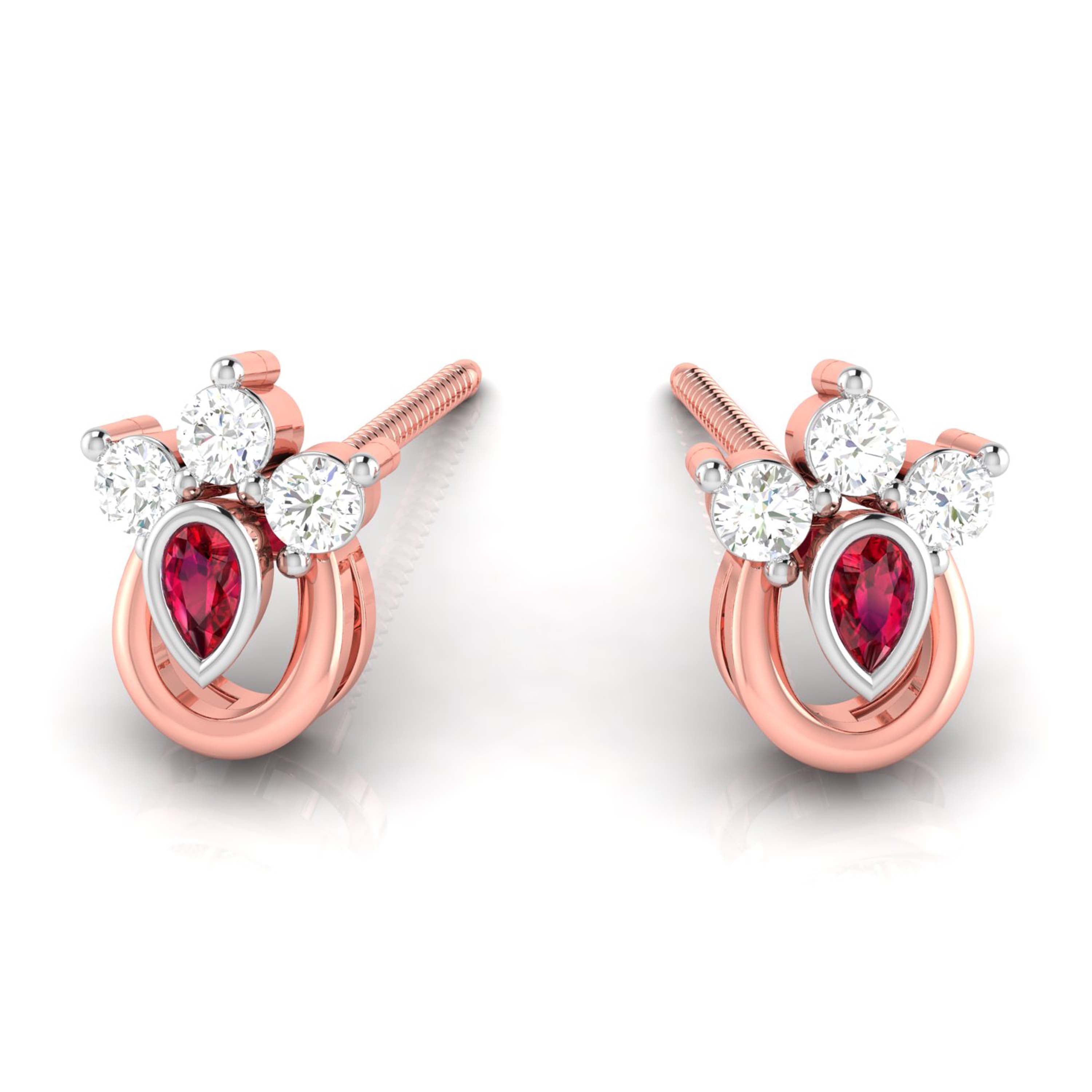 Magic Rediant Gold & Diamond Stud Earrings