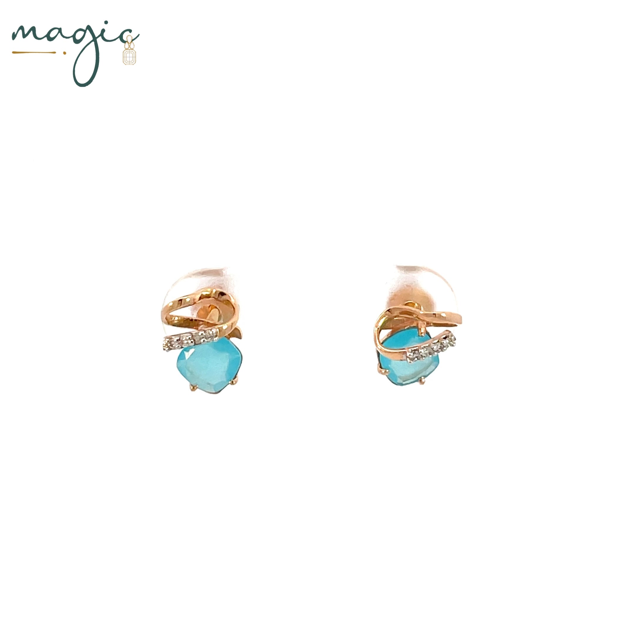 Horizon of Sky Blue Magic Spiral Earrings