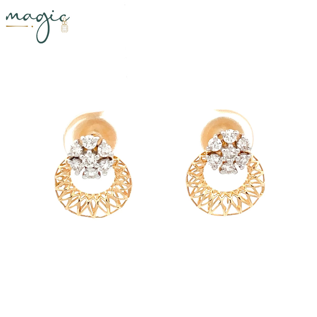 Magic Golden Bucket With A Diamond Daisy Earrings